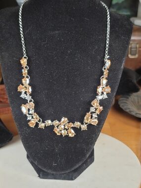 Brown & Champagne Floral Rhinestone Necklace Set